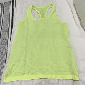 Neon yellow lululemon run tank